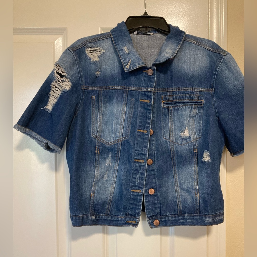Distressed Jean jacket - Picture 2 of 6